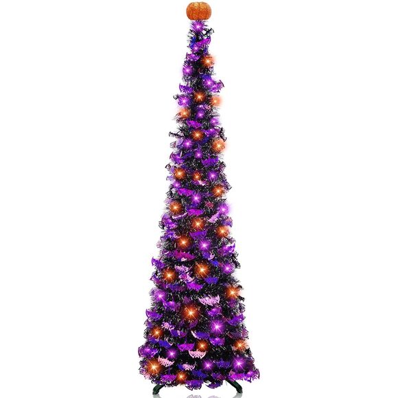 Other - 7288 Timer & Pumpkin - 6 Ft Lighted Halloween Tree Decor with 60 LED Orange